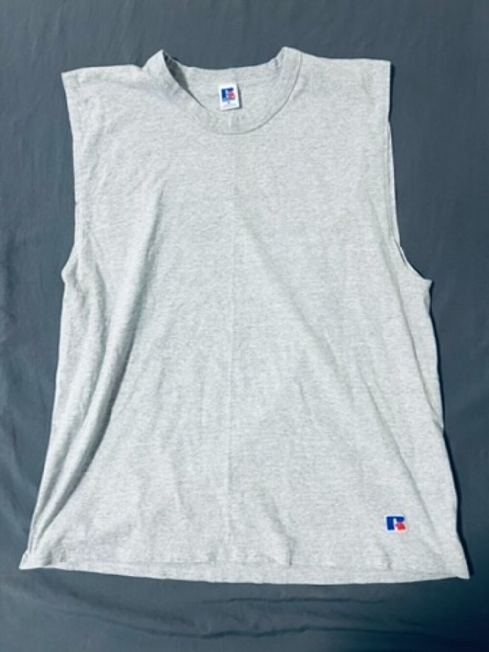 vintage 90s russell athletic tank top cut off made in USA gray size XL